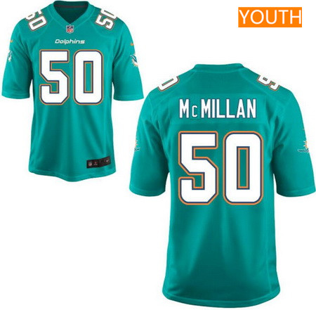 Youth 2017 NFL Draft Miami Dolphins #50 Raekwon McMillan Green Team Color Stitched NFL Nike Game Jersey