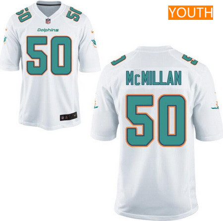 Youth 2017 NFL Draft Miami Dolphins #50 Raekwon McMillan White Road Stitched NFL Nike Game Jersey