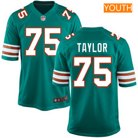 Youth 2017 NFL Draft Miami Dolphins #75 Vincent Taylor Aqua Green Alternate Stitched NFL Nike Game Jersey