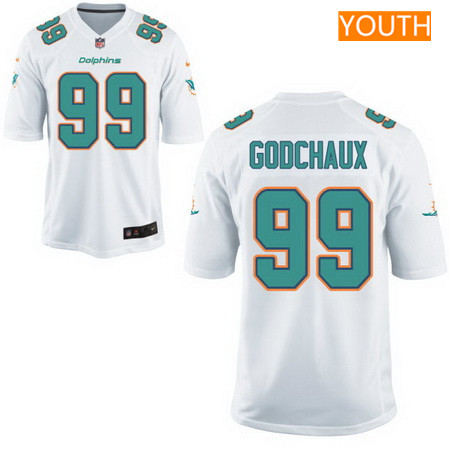 Youth 2017 NFL Draft Miami Dolphins #99 Davon Godchaux White Road Stitched NFL Nike Game Jersey