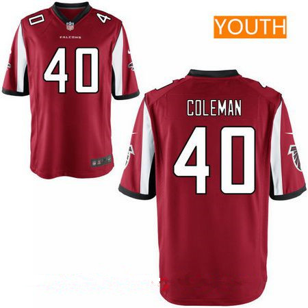 Youth Atlanta Falcons #40 Derrick Coleman Red Team Color Stitched NFL Nike Game Jersey