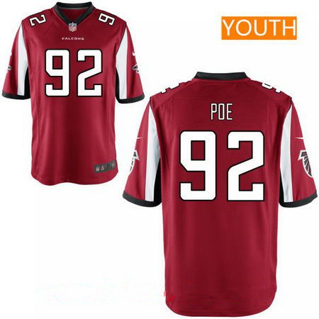 Youth Atlanta Falcons #92 Dontari Poe Red Team Color Stitched NFL Nike Game Jersey
