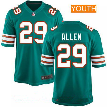 Youth Miami Dolphins #29 Nate Allen Aqua Green Alternate Stitched NFL Nike Game Jersey