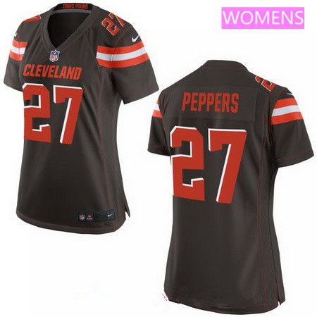 Women's 2017 NFL Draft Cleveland Browns #27 Jabrill Peppers Brown Team Color Stitched NFL Nike Game Jersey