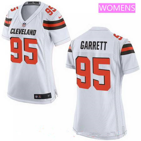 Women's 2017 NFL Draft Cleveland Browns #95 Myles Garrett White Road Stitched NFL Nike Game Jersey