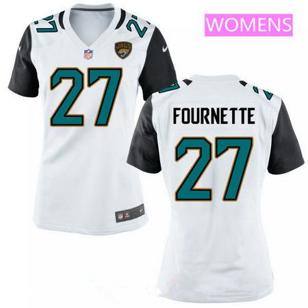 Women's 2017 NFL Draft Jacksonville Jaguars #27 Leonard Fournette White Road Stitched NFL Nike Game Jersey