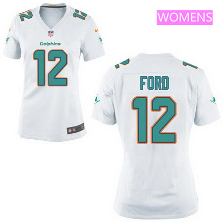 Women's 2017 NFL Draft Miami Dolphins #12 Isaiah Ford White Road Stitched NFL Nike Game Jersey