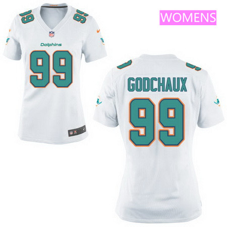 Women's 2017 NFL Draft Miami Dolphins #99 Davon Godchaux White Road Stitched NFL Nike Game Jersey