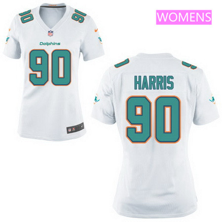 Women's 2017 NFL Draft Miami Dolphins #90 Charles Harris White Road Stitched NFL Nike Game Jersey