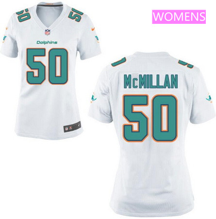 Women's 2017 NFL Draft Miami Dolphins #50 Raekwon McMillan White Road Stitched NFL Nike Game Jersey