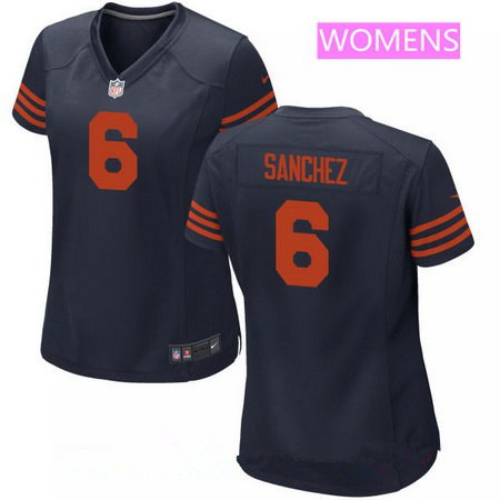 Women's Chicago Bears #6 Mark Sanchez Blue With Orange Alternate Stitched NFL Nike Game Jersey