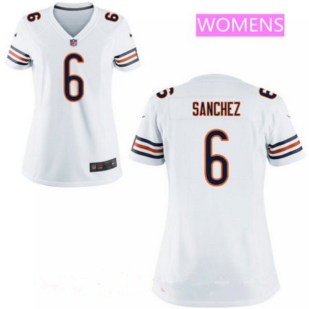 Women's Chicago Bears #6 Mark Sanchez White Road Stitched NFL Nike Game Jersey