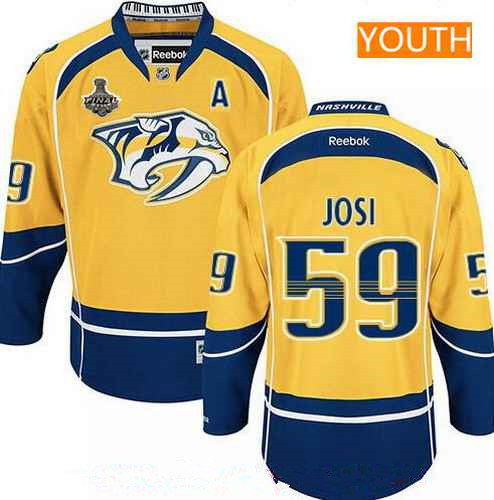 Youth Nashville Predators #59 Roman Josi Yellow 2017 Stanley Cup Finals A Patch Stitched NHL Reebok Hockey Jersey