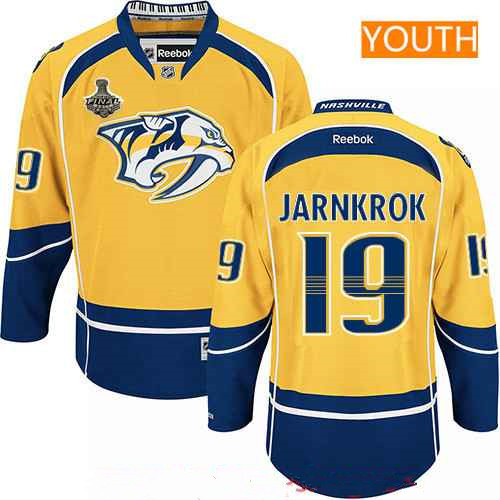 Youth Nashville Predators #19 Calle Jarnkrok Yellow 2017 Stanley Cup Finals Patch Stitched NHL Reebok Hockey Jersey