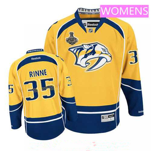 Women's Nashville Predators #35 Pekka Rinne Yellow 2017 Stanley Cup Finals Patch Stitched NHL Reebok Hockey Jersey