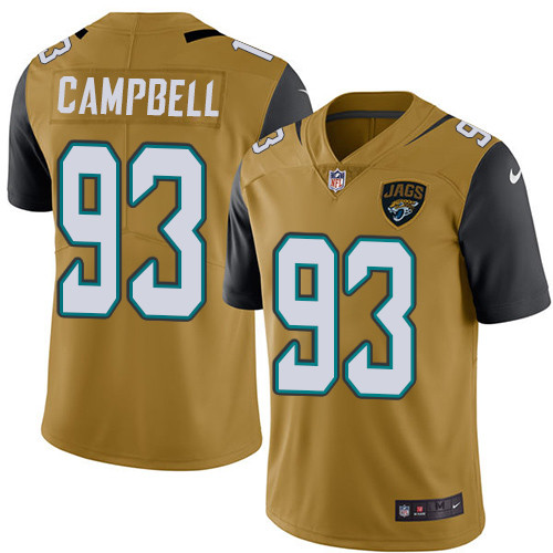 Nike Jacksonville  Jaguars #93 Calais Campbell Gold Men's Stitched NFL Limited Rush Jersey