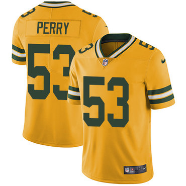 Nike Green Bay Packers #53 Nick Perry Yellow Men's Stitched NFL Limited Rush Jersey