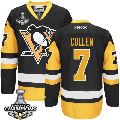 Men's Pittsburgh Penguins #7 Matt Cullen Black Third Jersey 2017 Stanley Cup Champions Patch