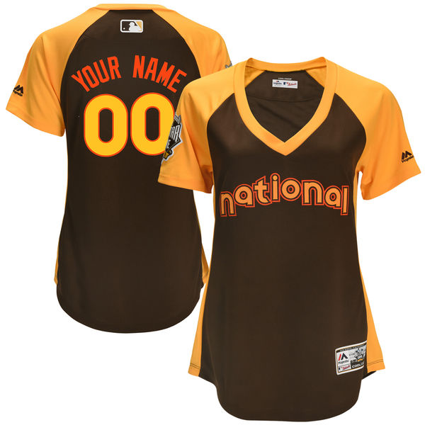 Women's National League Majestic Brown 2016 MLB All-Star Game Cool Base Custom Jersey