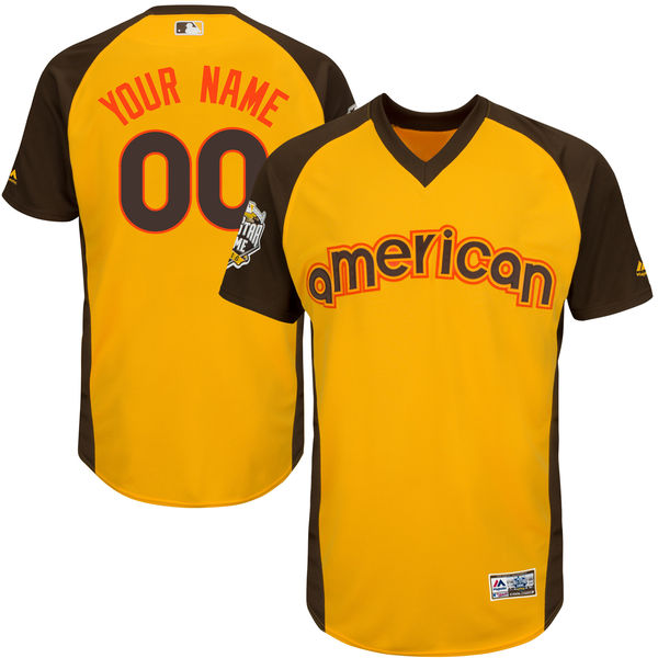 Men's American League Majestic Gold 2016 MLB All-Star Game Cool Base Custom Jersey