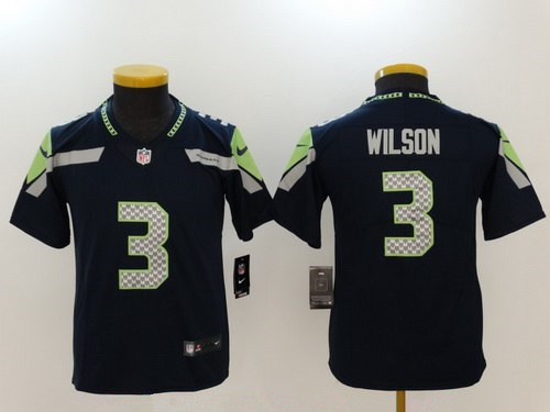 Youth Seattle Seahawks #3 Russell Wilson Navy Blue 2017 Vapor Untouchable Stitched NFL Nike Limited Jersey