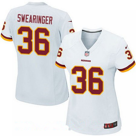 Women's Washington Redskins #36 D.J. Swearinger White Road Stitched NFL Nike Elite Jersey
