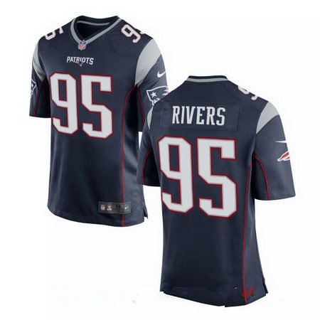 Men's 2017 NFL Draft New England Patriots #95 Derek Rivers Navy Blue Team Color Stitched NFL Nike Elite Jersey