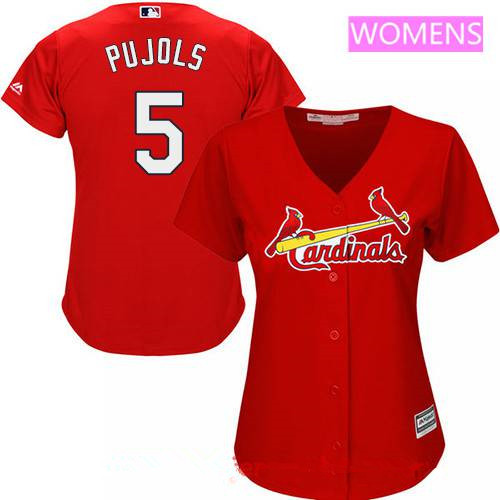Women's St. Louis Cardinals #5 Albert Pujols Red Alternate Stitched MLB Majestic Cool Base Jersey