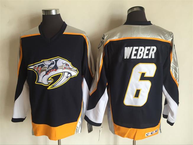Men's Nashville Predators #6 Shea Weber Navy Blue 1998-99 Throwback Stitched NHL CCM Vintage Hockey Jersey