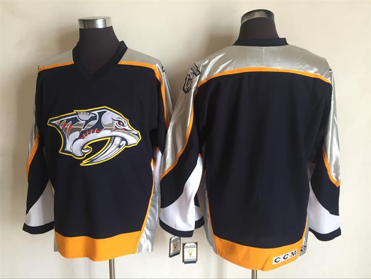 Men's Nashville Predators Blank Navy Blue 1998-99 Throwback Stitched NHL CCM Vintage Hockey Jersey