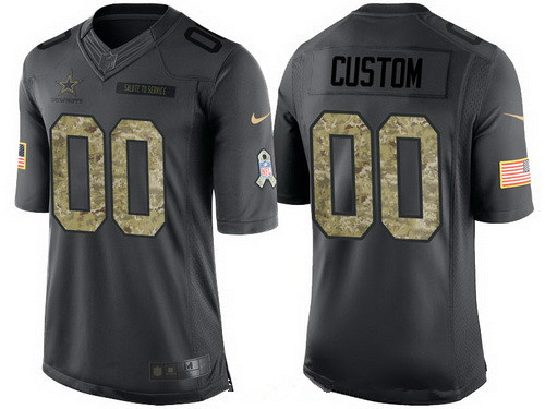 Men's Dallas Cowboys Custom Anthracite Camo 2016 Salute To Service Veterans Day NFL Nike Limited Jersey