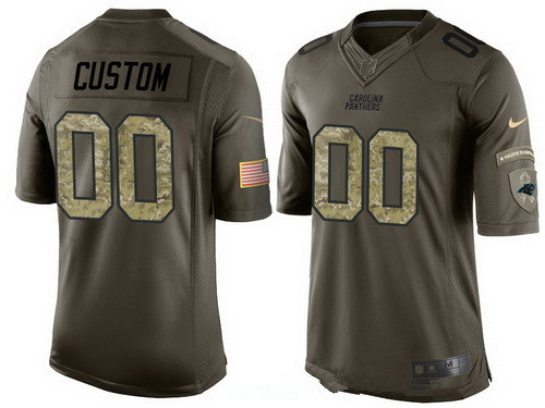 Men's Carolina Panthers Custom Olive Camo Salute To Service Veterans Day NFL Nike Limited Jersey