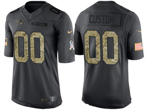 Men's New England Patriots Custom Anthracite Camo 2016 Salute To Service Veterans Day NFL Nike Limited Jersey