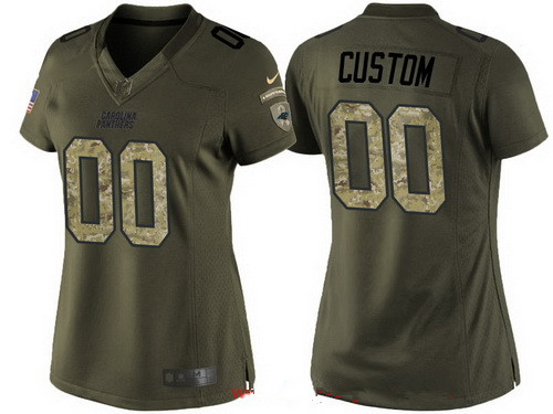 Women's Carolina Panthers Custom Olive Camo Salute To Service Veterans Day NFL Nike Limited Jersey