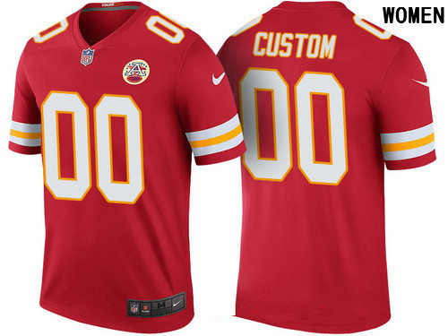 Women's Kansas City Chiefs Red Custom Color Rush Legend NFL Nike Limited Jersey