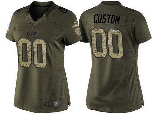 Women's Kansas City Chiefs Custom Olive Camo Salute To Service Veterans Day NFL Nike Limited Jersey