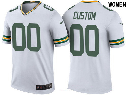 Women's Green Bay Packers White Custom Color Rush Legend NFL Nike Limited Jersey