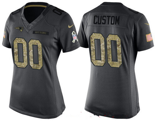 Women's New England Patriots Custom Anthracite Camo 2016 Salute To Service Veterans Day NFL Nike Limited Jersey