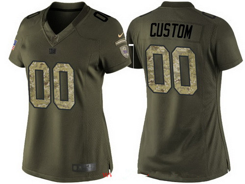Women's New York Giants Custom Olive Camo Salute To Service Veterans Day NFL Nike Limited Jersey