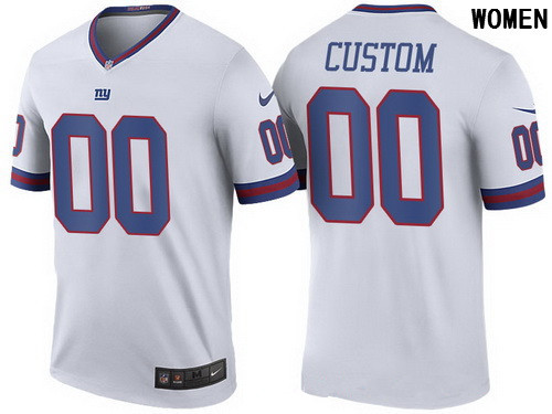 Women's New York Giants White Custom Color Rush Legend NFL Nike Limited Jersey