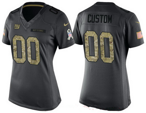 Women's New York Giants Custom Anthracite Camo 2016 Salute To Service Veterans Day NFL Nike Limited Jersey