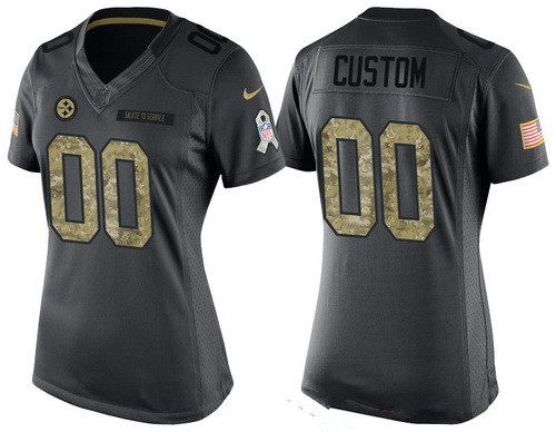 Women's Pittsburgh Steelers Custom Anthracite Camo 2016 Salute To Service Veterans Day NFL Nike Limited Jersey