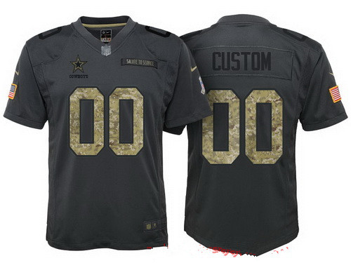 Youth Dallas Cowboys Custom Anthracite Camo 2016 Salute To Service Veterans Day NFL Nike Limited Jersey
