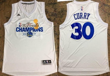 Men's Golden State Warriors #30 Stephen Curry White 2017 The Finals Championship Stitched NBA adidas Swingman Jersey