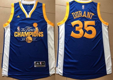 Men's Golden State Warriors #35 Kevin Durant Royal Blue 2017 The Finals Championship Stitched NBA adidas Swingman Jersey