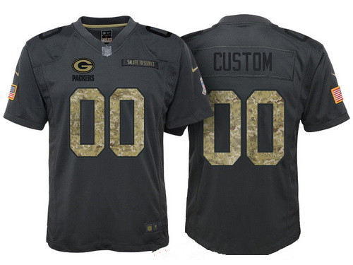 Youth Green Bay Packers Custom Anthracite Camo 2016 Salute To Service Veterans Day NFL Nike Limited Jersey