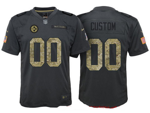 Youth Pittsburgh Steelers Custom Anthracite Camo 2016 Salute To Service Veterans Day NFL Nike Limited Jersey