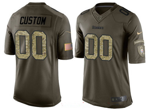 Youth Pittsburgh Steelers Custom Olive Camo Salute To Service Veterans Day NFL Nike Limited Jersey