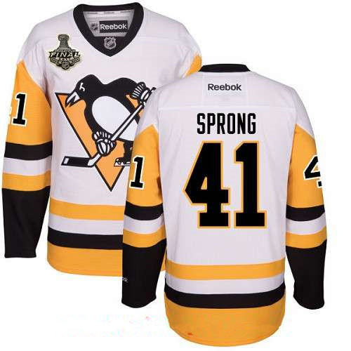 Men's Pittsburgh Penguins #41 Daniel Sprong White Third 2017 Stanley Cup Finals Patch Stitched NHL Reebok Hockey Jersey