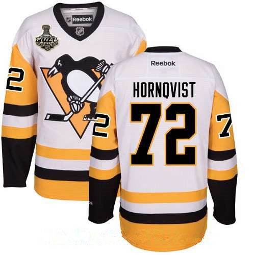 Men's Pittsburgh Penguins #72 Patric Hornqvist White Third 2017 Stanley Cup Finals Patch Stitched NHL Reebok Hockey Jersey